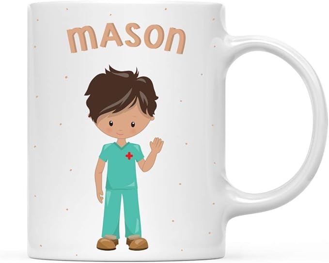 Andaz Press Personalized 11oz. Kids Milk Hot Chocolate Mug, Brown Haired Ward Boy, 1-Pack, Custom Child’s Birthday Christmas Coffee Cup