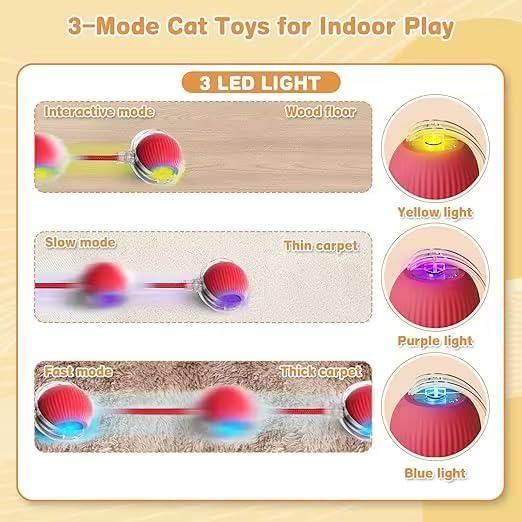 Interactive cat Toy Ball Chaser led recharable USB (Grey)
