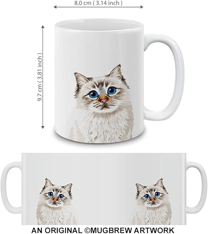 MUGBREW Cute Seal Lilac Tabby Point Birman Cat Ceramic Coffee Mug Tea Cup, 11 OZ