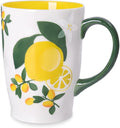 NymphFable Hand Painted Ceramic Large Coffee Mug with Handle 20oz Lemons Tea Cup Gifts for Women