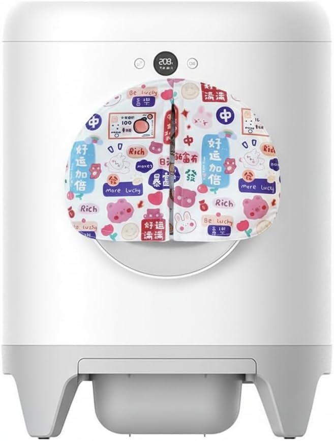 Curtain for Self Cleaning Cat Litter Box,Reduces Cat Litter Bounce, Stops Odors from The Litter Box Self Cleaning (White Red)