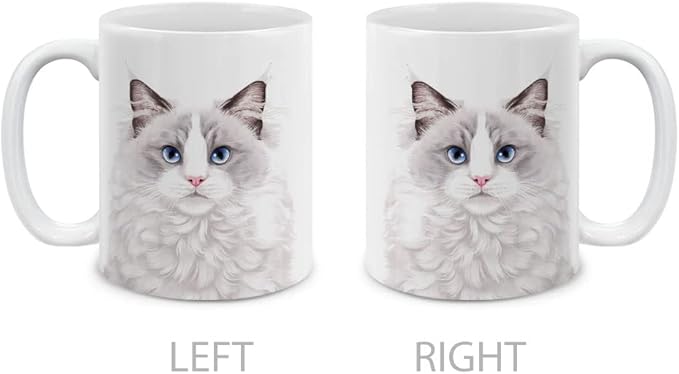 MUGBREW Cute Lilac Ragdoll Cat Ceramic Coffee Mug Tea Cup, 11 OZ