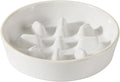 Ceramic 1.2 Cup Dog Bowl Slow Feeder, 7.3 inch Slow Pet Food Dish for Medium and Small Dog, Stop Bloat, Preventing Choking(Single Bowl, Reactived Glaze -White)