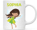 Andaz Press Personalized 11oz. Kids Milk Hot Chocolate Mug, Green Fairytale Princess, 1-Pack, Custom Child’s Birthday Christmas Coffee Cup