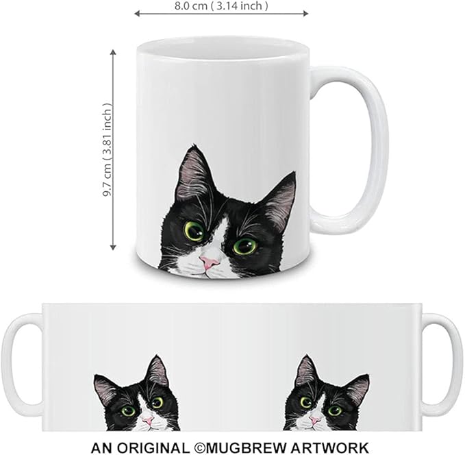MUGBREW Tuxedo Cat Kitten Ceramic Coffee Mug Tea Cup, 11 OZ