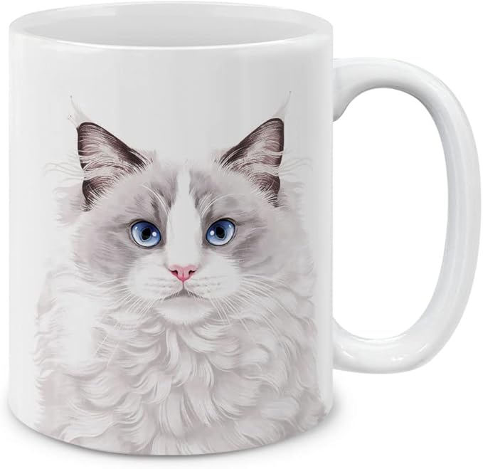 MUGBREW Cute Lilac Ragdoll Cat Ceramic Coffee Mug Tea Cup, 11 OZ