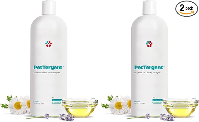 Pet Parents® PetTergent®, Enzymatic Pet Laundry Detergent, 32 oz 32 Loads Pet Stain Remover & Pet Odor Eliminator, Laundry Detergent for Pets (Calming, 32 oz) (Pack of 2)