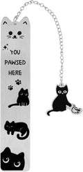 Black Cat Bookmark, Zinc Alloy Aesthetics Silver Metal Bookmark for Reading Lovers Funny Gift Cute Reading Accessories for Men Women Book Enthusiasts (Three Black Cats)