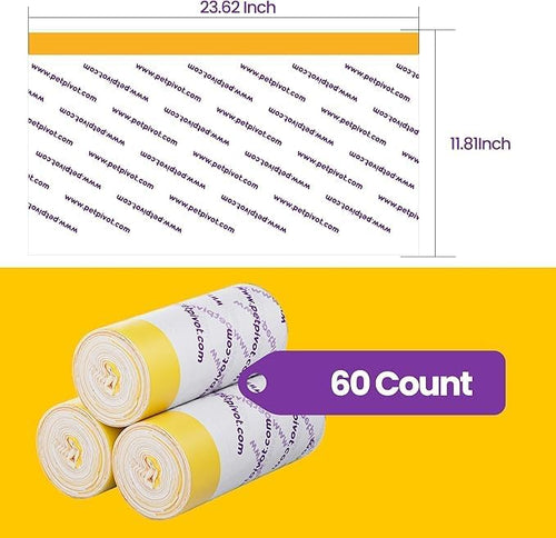 60 Count Litter Box Liners Bags,Compatible with Autoscooper 11 Open-Top Automatic Litter Box,3 Rolls Drawstring Trash Bags,23.62 x 11.81 Inches（3 Packs/60 Counts）
