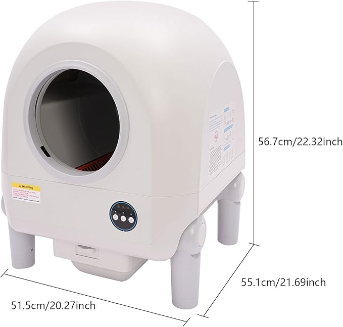 Self-Cleaning Litter Box for Large Cats, Automatic Smart Litter Box with APP/WiFi Control, Odor Elimination & Safety Protection, Scoop-Free Design Includes Litter Bag