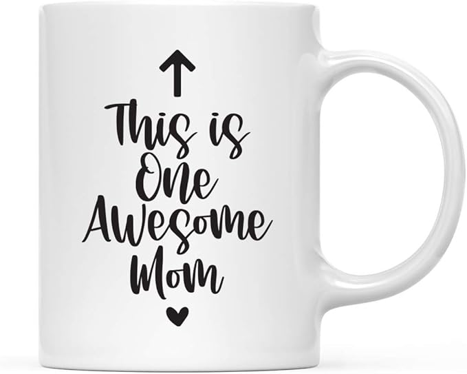 Andaz Press Mother's Day 11oz. Ceramic Coffee Tea Mug Gift for Mom, This Is one Awesome Mom, Upward Arrow Graphic, 1-Pack, Birthday Christmas Gift Ideas