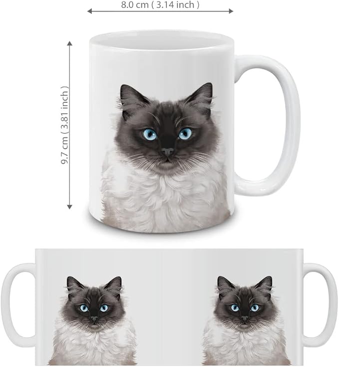 MUGBREW Cute Seal Point Ragdoll Cat Ceramic Coffee Mug Tea Cup, 11 OZ