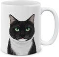 MUGBREW Cute Tuxedo Cat White Chin Ceramic Coffee Mug Tea Cup, 11 OZ