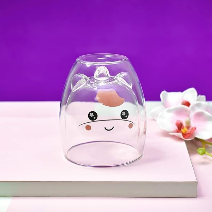 Binoster Unicorn Mug Cute Mugs Glass Double Wall Insulated Glass Espresso Cup, Coffee Cup, Tea Cup, Milk Cup, Kawaii Gifts, for women girls friends, Christmas Birthday (Unicorn)