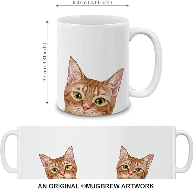 MUGBREW Orange Tabby Kitten Cat Ceramic Coffee Mug Tea Cup, 11 OZ