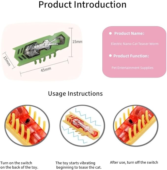 Cat Interactive Teaser Toys 2PCS Electric Moving Beetle Mini Electric Robot Beetle Electric Funny Interactive Toy Heal Loneliness for Cat Kitten Replaceable Battery (Green+Orange)