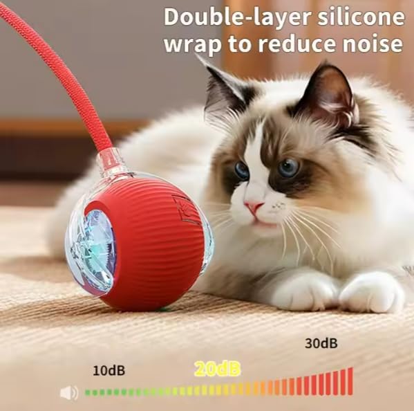 2025 Upgraded Interactive Cat Dog Toy Balls, Automatic Cat Ball Toys with Elastic Mesh Tail, Rolling Interactive Ball Toy, Green (Green)