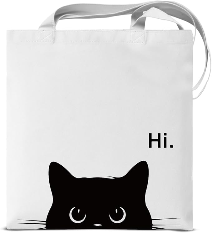 Cute Cat Canvas Tote Bag for Women Funny Cat Bag for Shopping Work Travel Lover Totes Gifts