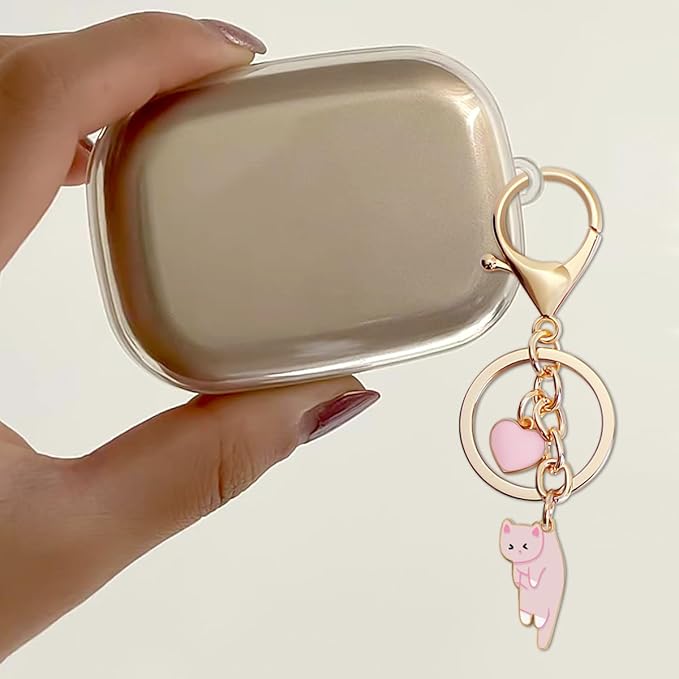 Lazy Cat Pink heart Keychain Fun Cartoon Kitten Cute Key Ring for Animal Key Chain Girl Birthday