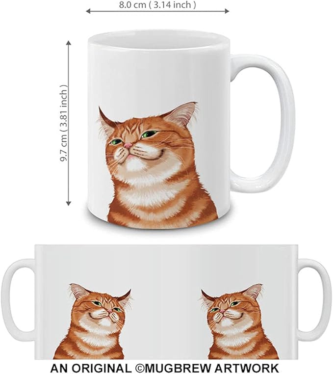 MUGBREW Cute Smirking Orange Tabby Cat Ceramic Coffee Mug Tea Cup, 11 OZ