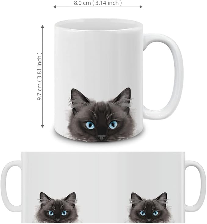 MUGBREW Seal Point Ragdoll Cat Ceramic Coffee Mug Tea Cup, 11 OZ