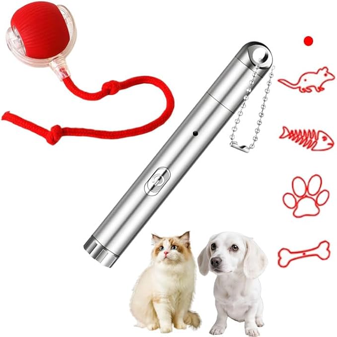 Interactive Cat Toy Set - 3-Mode Smart Chase Ball with 5-LED Red Light Pointer, USB Fast Charging & Durable ABS Material - Fun Pet Toys for Indoor Cats, Kittens & Playful Felines