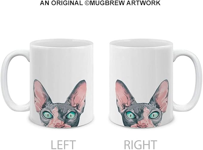 MUGBREW Sphynx Kitten Cat Ceramic Coffee Mug Tea Cup, 11 OZ