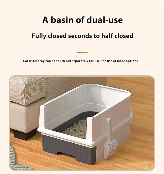 Cat Litter Box, Fully Enclosed, Odorless, Capacity Premium Cat (BY-4202) (Black)