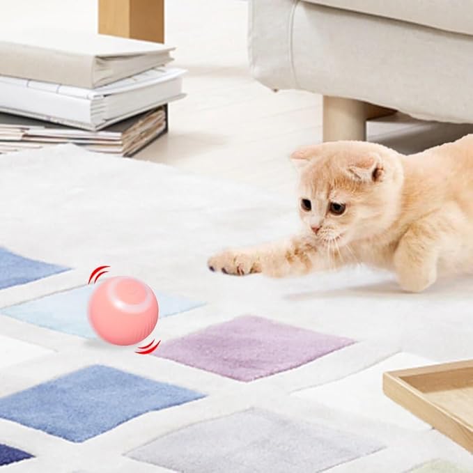 Wloom Cat Ball - Interactive, Self-Moving, Automatic Rolling Toy for Indoor Playing, Stimulates Hunting Instinct in Your Kitty (Pink)