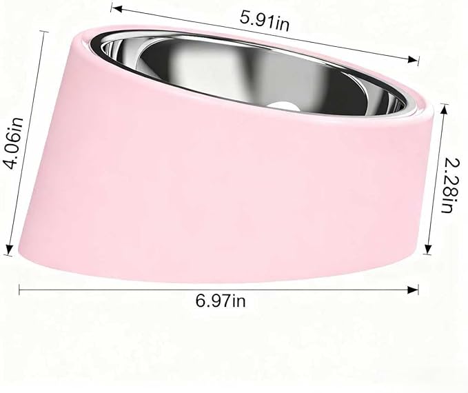 Pink Elevated Dog Bowl Set - 15° Tilted Slow Feeder (3 Sizes & 7 Colors), Anti-Choking Design with Non-Slip Base - BPA-Free for Small/Medium/Large Dogs (Pink, m)