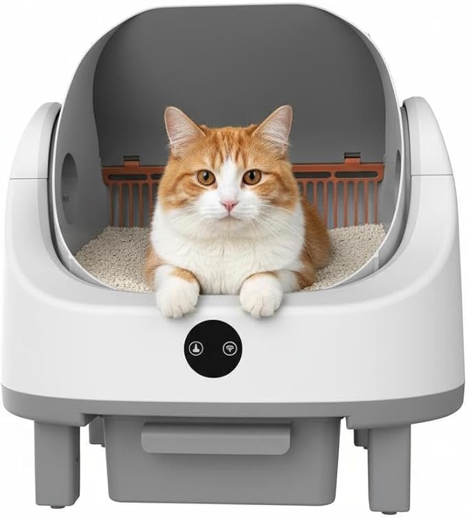 Self Cleaning Litter Box, Open Top Automatic Litter Box for Multiple Cats, 9L Waste Bin with Waterproof Liners, APP Control, Multi-Layer Safety Protection