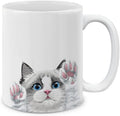 MUGBREW White Silver Point Ragdoll Cat Paws Up Ceramic Coffee Mug Tea Cup, 11 OZ
