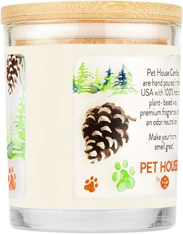 One Fur All Pet House Soy Candles, Clean Burning, Plant-Based Scented Candles for Pet Odor, Evergreen Forest, 4 Pack