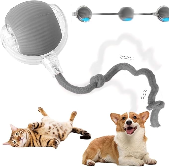 Interactive Rolling Dog Ball, 2025 Version Automatic Interactive Cat Toy Automatic Cat Toy Automatic Moving Dog Toy, 360° Intelligent Automatic Rolling Ball (Gray)