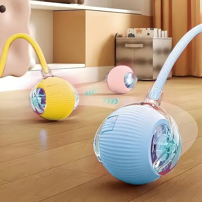 Interactive Cat & Small Dog Toy with Tail, Automatic Rolling, USB Rechargeable Smart Mouse – Juguete Interactivo para Gatos y Perros Pequeños con Cola, Ratón Inteligente Recargable (Pink)