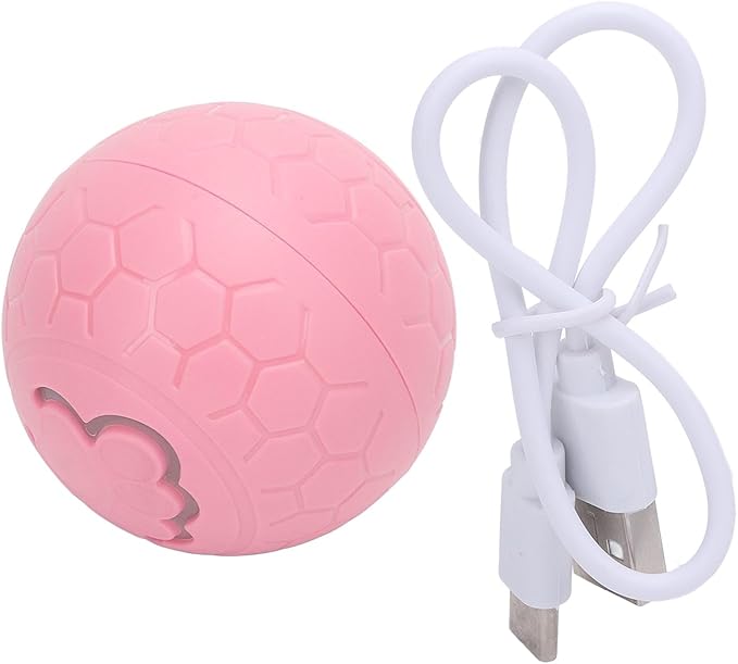 Interactive Dog Ball, Automatic Rolling Ball Toy for Dogs Cats with Intelligent Playtime, Bite, Portable Fun, Health Promotion, Boredom Relief, for Small Medium Large (Pink)