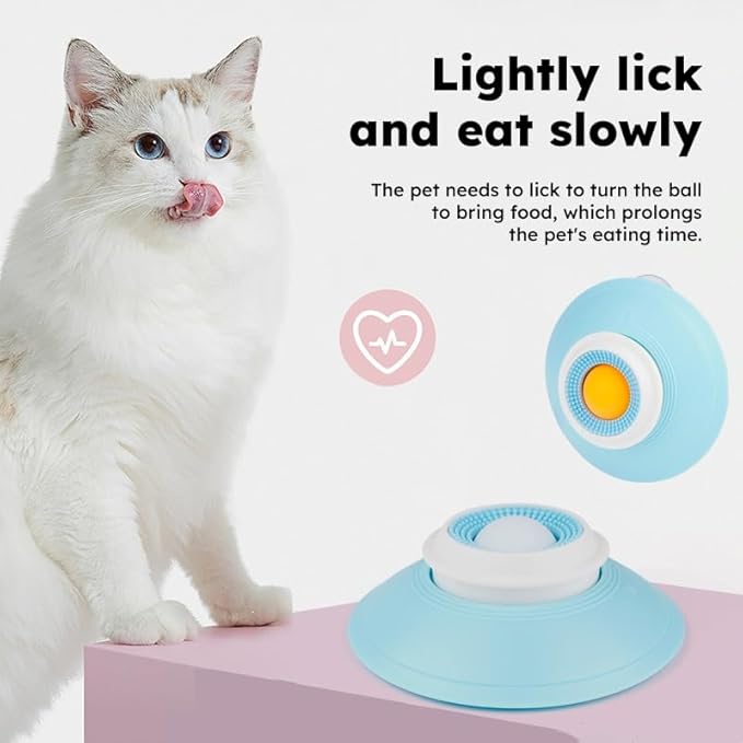 Dog Cat Lick Sphere Slow Feeder for Liquid Food & Peanut Butter,Interactive Licksphere for Dogs Anxiety Relief,Non-Slip Licking Bowl Enrichment Toys to Healthy Diet Food Container for Dogs Cats(White)