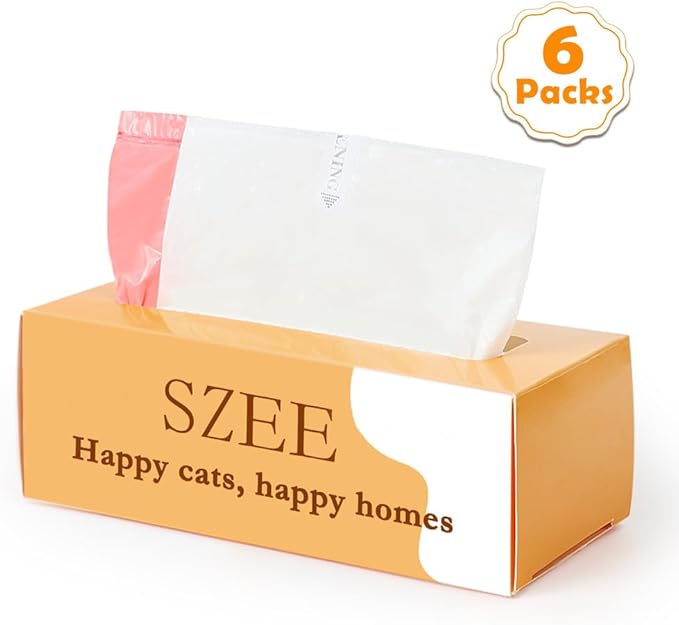SZEE 120 Pack Automatic Litter Box Waste Bags, Drawstring Litter Box Liners