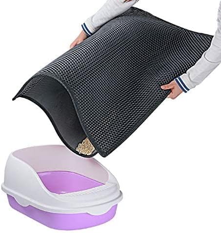Cat Litter Box Mat: Easy Clean Cat Litter Mat for Floor, Kitty Scratch Cute Pad (24 * 30in-Grey-1)
