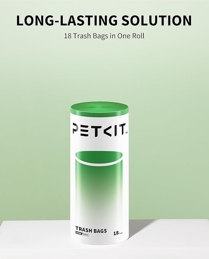 PETKIT Replacement Trash Bag Waste Bag for PuraMax 2/PUROBOT Max Pro Automatic Cat Litter Box-1 Roll(18 count))
