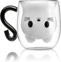 Phitihui Cat Mugs, Double Wall Glass Cute Coffee Tea Cup, Graduation Valentines Mothers Day Easter Halloween Christmas Gifts for Women Wife Mum Her Girl Teacher Friend, Birthday Present Idea