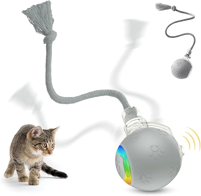 Interactive Cat Toys for Indoor Cats,Automatic Cat Ball Toy,Kitten Toy for Bored Indoor Adult Pets (Gray)