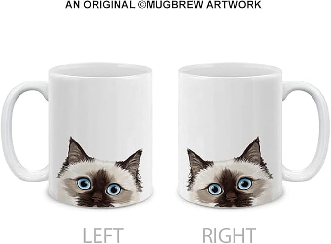 MUGBREW Chocolate Point Birman Cat Ceramic Coffee Mug Tea Cup, 11 OZ