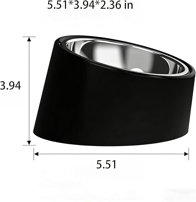 15° Tilted Elevated Dog Bowl, Non-Slip No-Spill Stainless Steel Pet Feeder, Detachable 2-in-1 Food & Water Dish for Medium Dogs (Like French Bulldog) and Cats, Anti-Choke, Black (Size M)