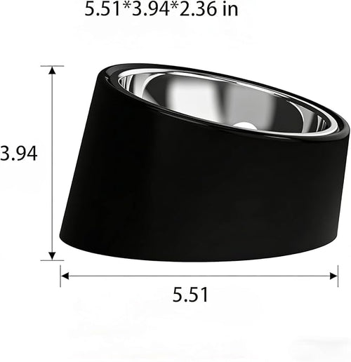 15° Tilted Elevated Dog Bowl, Non-Slip No-Spill Stainless Steel Pet Feeder, Detachable 2-in-1 Food & Water Dish for Medium Dogs (Like French Bulldog) and Cats, Anti-Choke, Black (Size M)