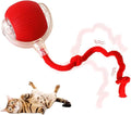 soputry Interactive Cat Toy Ball, Automatic Moving Cat Toys for Indoor Cats Fast Rolling on Carpet, Chirping & Motion Activate Cat Toys (Red 1pc)