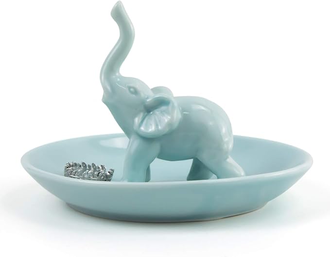 PUDDING CABIN Elephant Gifts for Women Mom, Blue Elephant Ring Holder for Jewelry, Christmas Birthday Gifts for Women Mom Her, Engagement Ring Holder Wedding Gifts