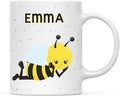 Andaz Press Personalized 11oz. Kids Milk Hot Chocolate Mug, Busy Bee Posture 4, 1-Pack, Custom Child’s Birthday Christmas Coffee Cup