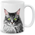 MUGBREW Maine Coon Cat Vector Portrait Ceramic Coffee Mug Tea Cup, 11 OZ
