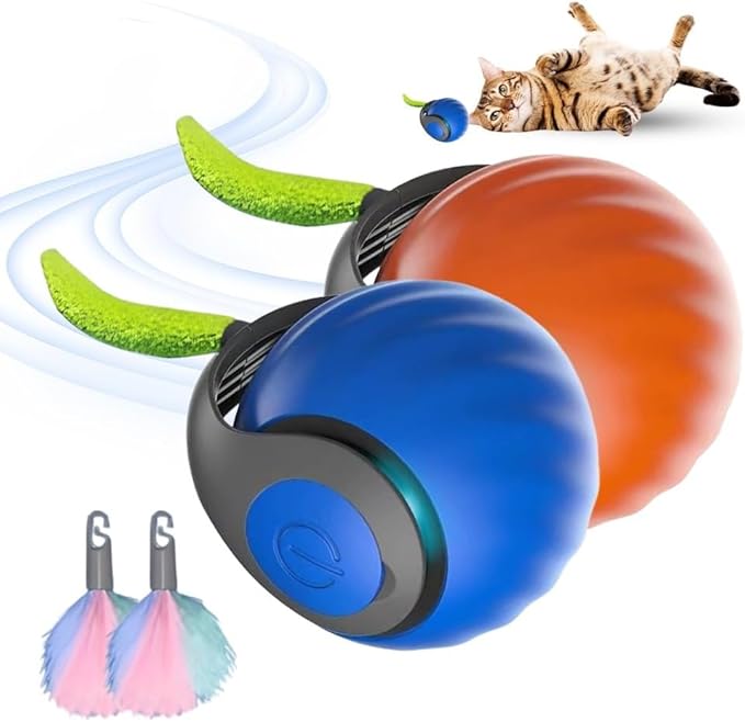 Interactive Cat Toy Balls, 2025 New Automatic Moving Smart Cat Toy Ball, Interactive Pet Toy for Cats, Dogs Indoor, Automatic Rolling Pet Toy (B+O)